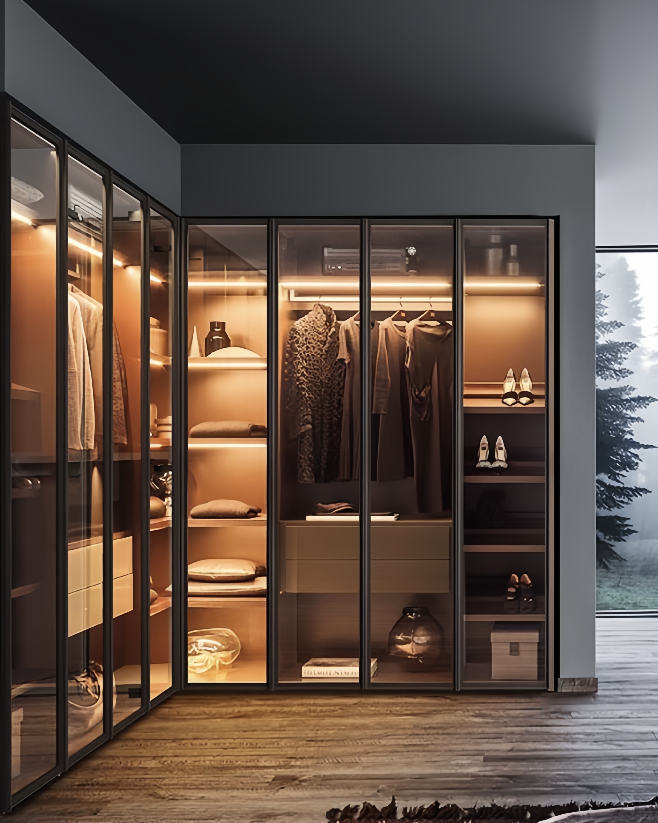 TỦ NHÔM CÁNH KÍNH LUXURY CỬA MỞ 